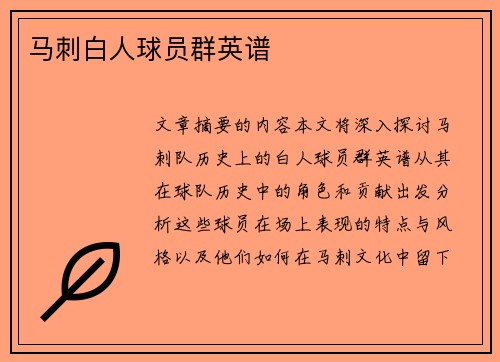 马刺白人球员群英谱